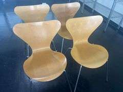 FRITZ HANSEN VINTAGE WOOD AND METAL CHAIRS DESIGN: ANNE JACOBSEN MADE IN DENMARK 1995