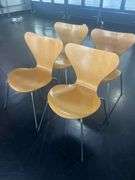 FRITZ HANSEN VINTAGE WOOD AND METAL CHAIRS DESIGN: ANNE JACOBSEN MADE IN DENMARK 1995