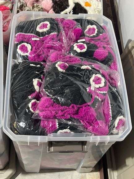 BRAND NEW HANDCRAFTED CROCHET CAPS FEATURING BLACK & PURPLE DESIGN MOST 12-24MO