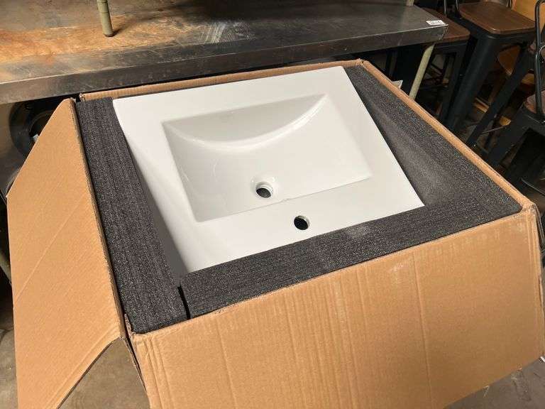 WHITE 24" UNDERMOUNT SINGLE FAUCET BATHROOM SINK MODEL 24IN425CE SKU: W1882P180703