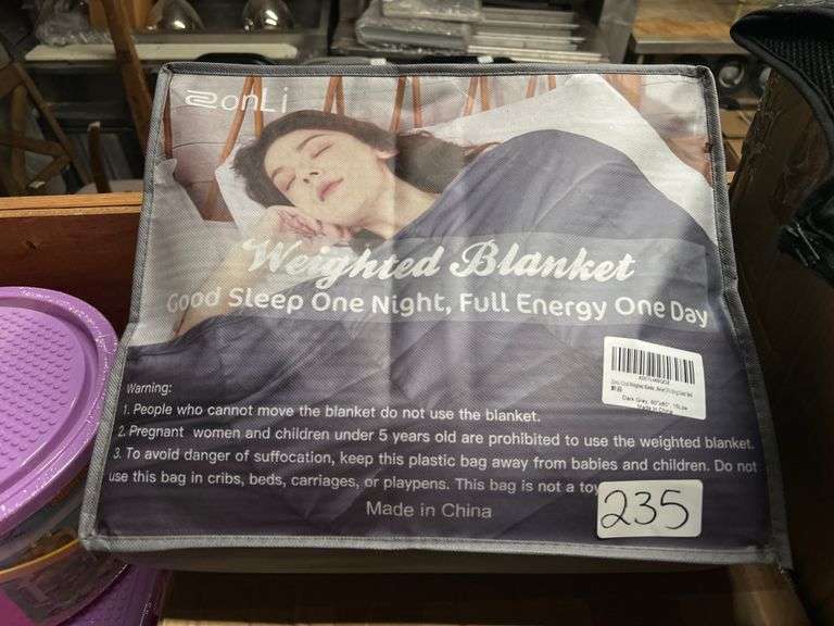 ZONLI COOL WEIGHTED BLANKET DARK GREY 60"x80" 15LBS