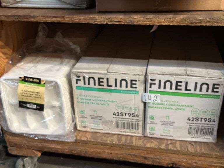 FINELINE ECO FRIENDLY CONSERVEWARE COLLECTION 9" 4 COMPARTMENT BAGASSE TRAYS WHITE 42ST9S4 WITH 200PCS PER CASE