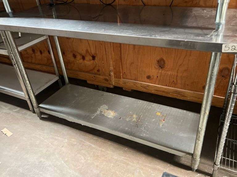 STAINLESS STEEL 2-TIER FOOD PREP TABLE APROX 5'x2'x35.5"