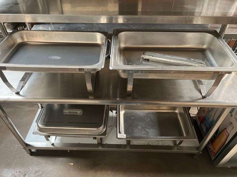 STAINLESS STEEL LARGE CHAFING DISH BUFFETT FOOD STEAM WARMER COUNT PER DISH WITH 4-STANDS AND SINGLE LID INCLD.