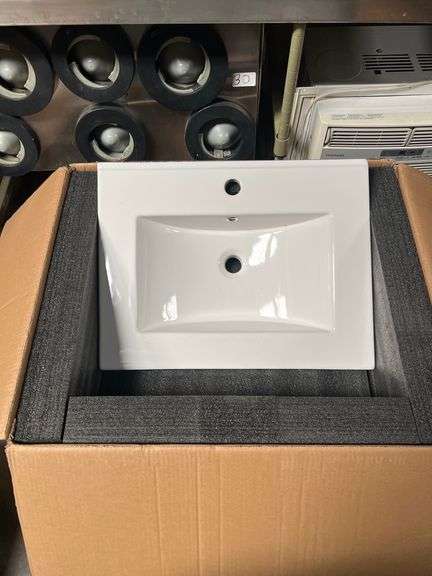 WHITE 24" UNDERMOUNT SINGLE FAUCET BATHROOM SINK MODEL 24IN425CE SKU: W1882P180703