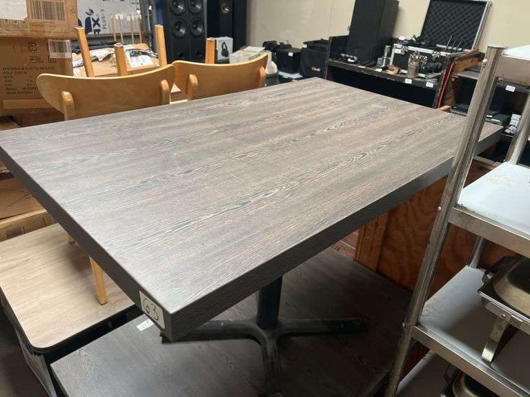 AAA FURNITURE WHOLESALE WOODEN TOP DINING TABLE WITH BLACK METAL CENTER STAND APROX 30"x4'x31"