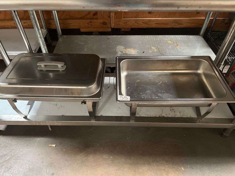 STAINLESS STEEL LARGE CHAFING DISH BUFFETT FOOD STEAM WARMER COUNT PER DISH WITH 4-STANDS AND SINGLE LID INCLD.