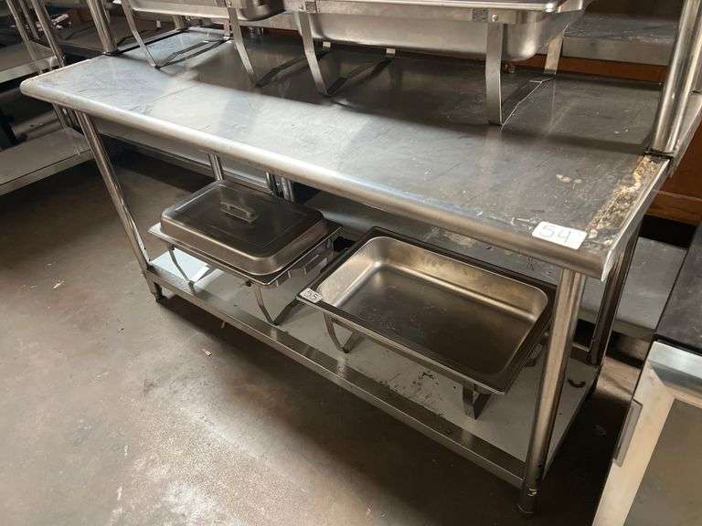 STAINLESS STEEL 2-TIER FOOD PREP TABLE APROX 5'x2'x33"