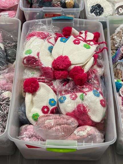 BRAND NEW HANDCRAFTED CROCHET & KNIT WINTER HATS FEATURING CHARMING DESIGNS. INFANT & CHILD SIZES INCLUDED. $28–$40 RETAIL VALUE EACH.