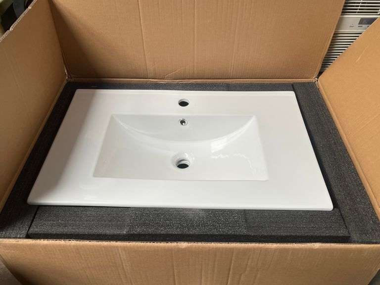 WHITE 30" UNDERMOUNT SINGLE FAUCET BATHROOM SINK MODEL 30IN425CE SKU: W1882P180704