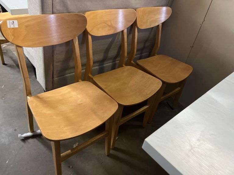 SAFAVIEH NEW YORK HOME LUCCA RETRO NATURAL WOOD DINING CHAIR APROX 17"x34"H RETAIL $71 EA.