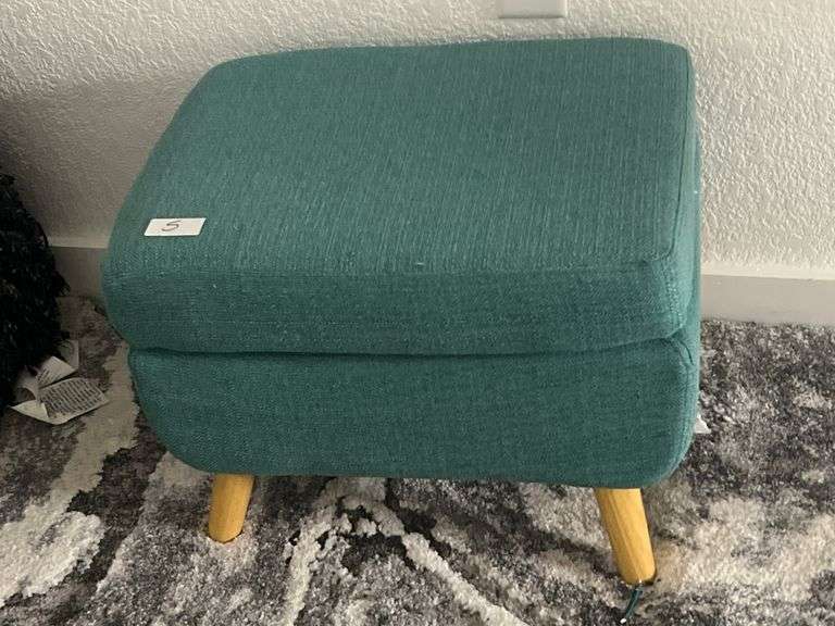 TURQUOISE FABRIC FOOT STOOL APROX 20"x16"x14"
