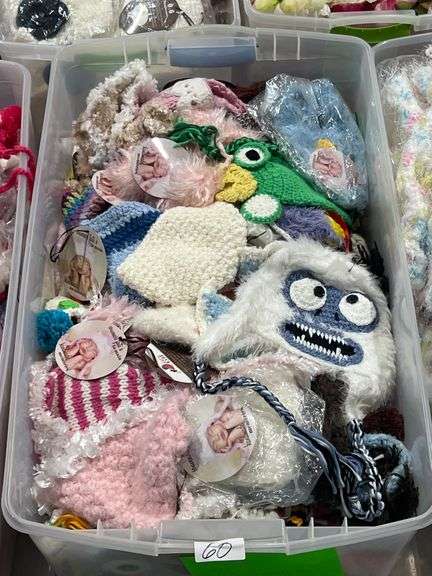 BRAND NEW HANDCRAFTED CROCHET & KNIT WINTER HATS FEATURING CHARMING DESIGNS. INFANT & CHILD SIZES INCLUDED. $28–$40 RETAIL VALUE EACH.