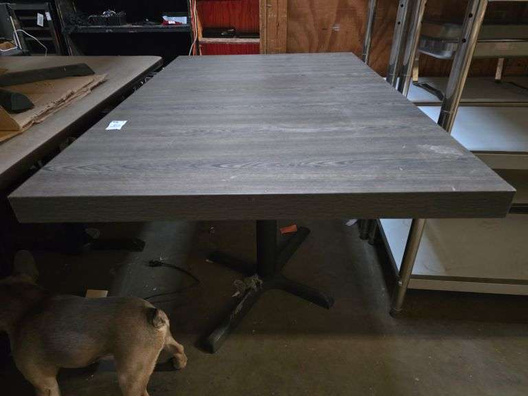 AAA FURNITURE WHOLESALE WOODEN TOP DINING TABLE WITH BLACK METAL CENTER STAND APROX 30"x4'x31"