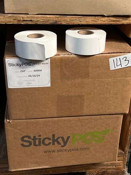 STICKY POS PB-8 2HT ADHESIVE LABEL ROLLS 250' LENGTH 40mm WIDTH 36 ROLLS PER CASE