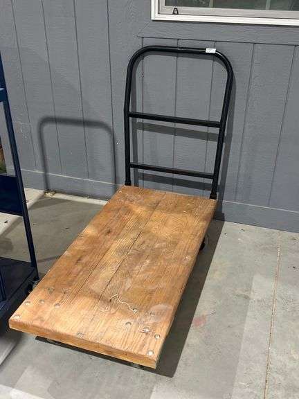 WOODEN WAREHOUSE CART APROX 2'x4'x42"