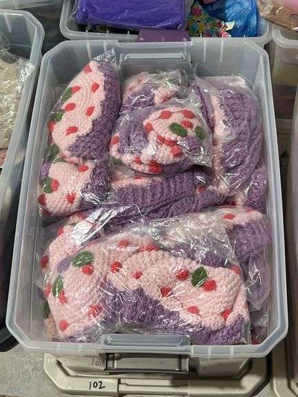 BRAND NEW HANDCRAFTED CROCHET CAPS FEATURING PINK & PURPLE DESIGN INFANT & CHILD SIZES INCLUDED