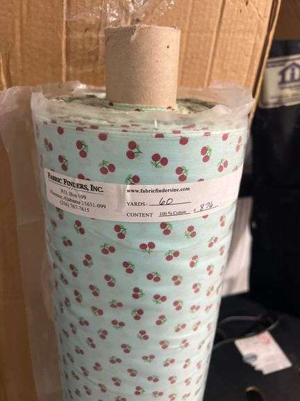 FABRIC FINDERS INC. 58"W 100% COTTON CHERRY FABRIC ROLLS #876 SOLD PER ROLL INCLUDING 60YDS AND 35YDS