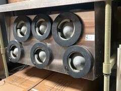 UNIVERSAL BY SPG STAINLESS TOPPED PREP STATION WITH 2-STORAGE SHELVES & BUILT IN STAINLESS STEEL 6-SLEEVE CUP DISPENSER WITH ROUNDUP MODEL DAC-05 DIAL A CUP DISPENSER FOR 8OZ TO 32OZ CUPs APROX 61"L x 37" x 35"