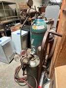 WELDERS DOLLY WITH OXY/ACC TANKS AND HOSES WITH HARRIS 72-2 TORCH ATTACHED