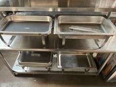 STAINLESS STEEL LARGE CHAFING DISH BUFFETT FOOD STEAM WARMER COUNT PER DISH WITH 4-STANDS AND SINGLE LID INCLD.