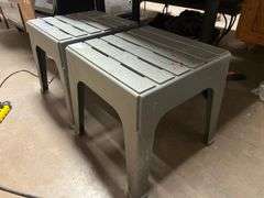 OUTDOOR PLASTIC HEAVY DUTY STOOLS APROX 18"SQ