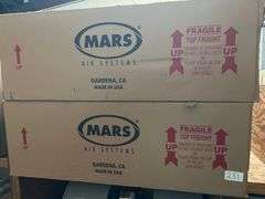 MARS AIR SYSTEMS MODEL HV2144-3UA-TS INDUSTRIAL AIR CURTAIN 115V 1PH 60Hz 1HP IN TITANIUM SILVER COLOR PULLED FROM WORKING ENVIRONMENT WITH BOXES INCLD.