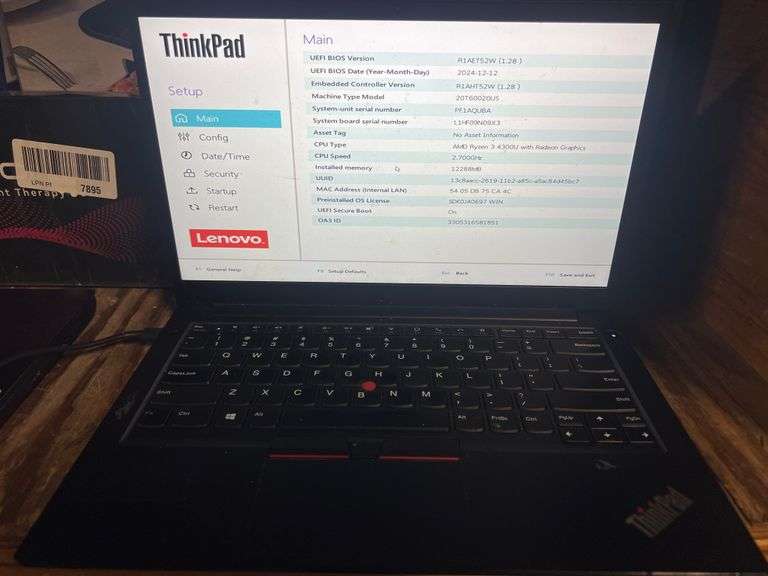 LENOVO THINKPAD E14 GEN 2 LAPTOP WITH AMD RYZEN 4000 SERIES 5 AND RADEON GRAPHICS POWERS ON WITH RAM BUT NO MEMORY