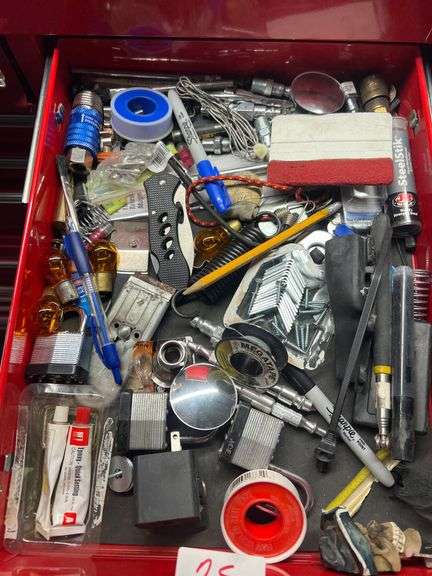 Full drawer of Locks Tape Magnets JB Weld Etc