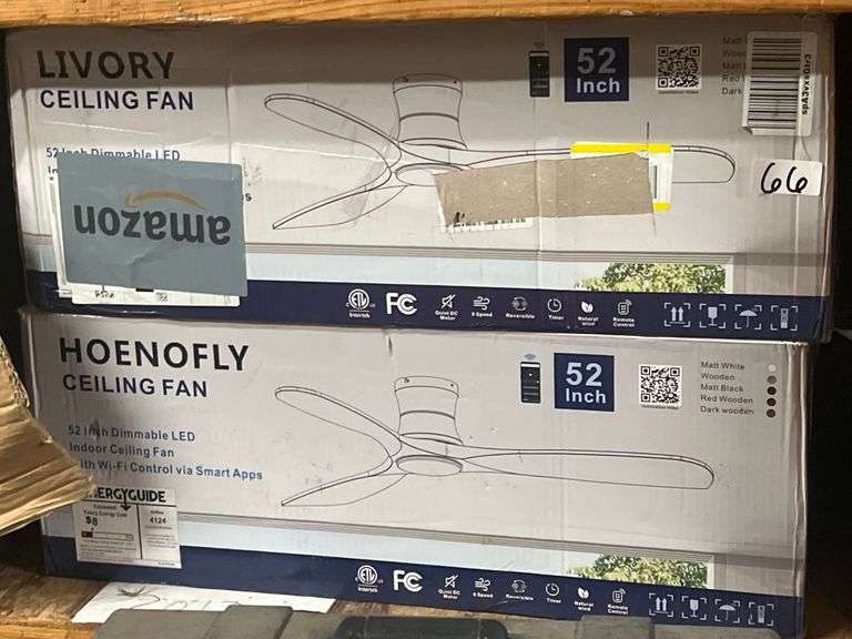 HOENOFLY & LIVORY  52" DIMMABLE LED INDOOR CEILING FAN WITH WI-FI CONTROL VIA SMART APPS