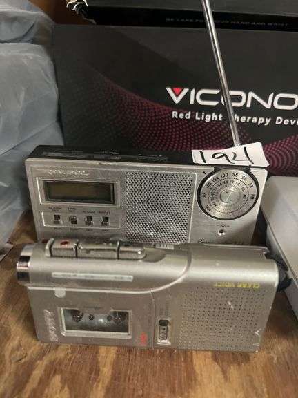 VINTAGE ELECTRONICS INCLUDING REALISTIC CHRONOMATIC-228 LCD DIGITAL CLOCK RADIO; & SONY V-0-R- MICROCASSETTE CORDER M-635VK TAPE RECORDER