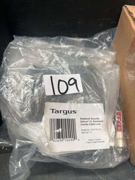 TARGUS NOTEBOOK SECURITY DEFCON CL SERIALIZED COMBO CABLE LOCK PA410S-25 ITEM NO. 71