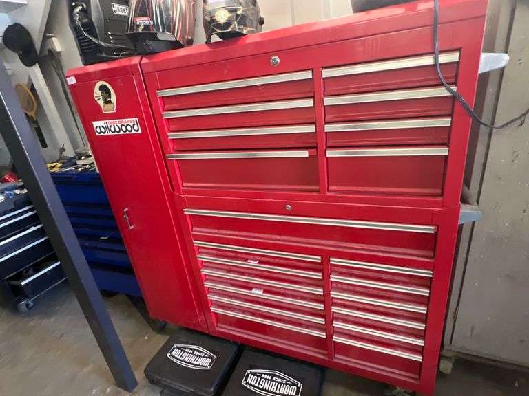 US General PRO 44" 8 Drawer Top Chest with 13 Drawer Bottom Box with 18" 2 Drawer Industrial Side Locker Industrial