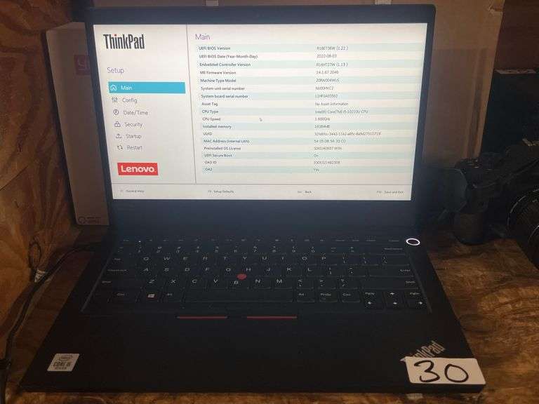 LENOVO THINKPAD E14 GEN 3 LAPTOP WITH AMD RYZEN 5000 SERIES 5 AND RADEON GRAPHICS POWERS ON WITH RAM BUT NO MEMORY