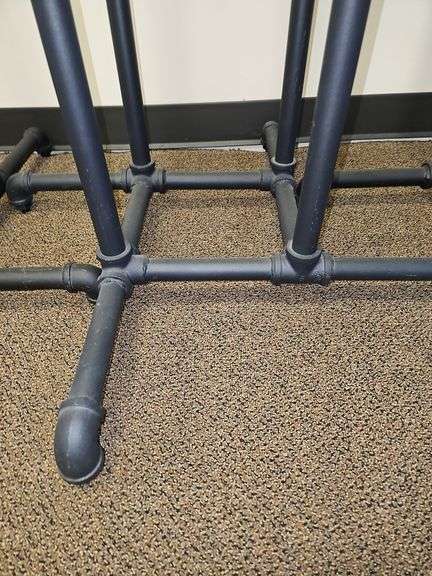 CUSTOM FABRICATED METAL PIPING CLOTHING RACK APROX 22"x22"x54"