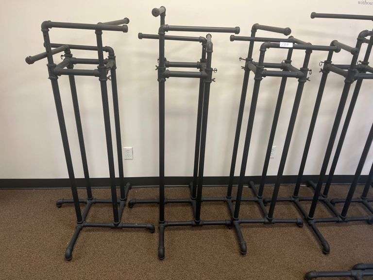 CUSTOM FABRICATED METAL PIPING CLOTHING RACK APROX 22"x22"x54"