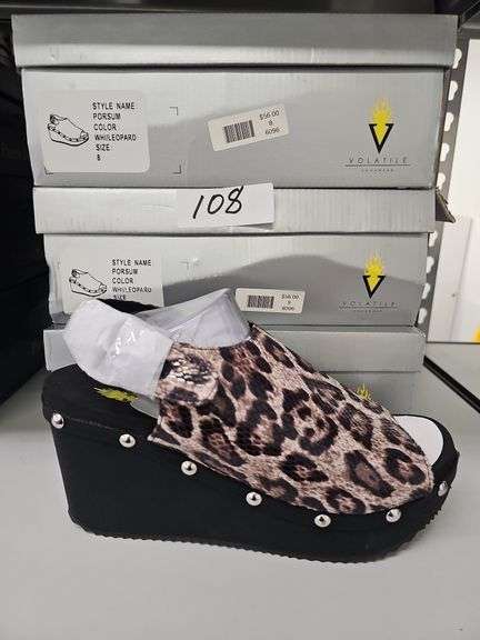 VOLATILE PORSUM WHITE/LEOPARD WOMEN'S SANDALS  RETAIL $56 EA. NEW IN BOX SIZES INCLUDE 8 & 9