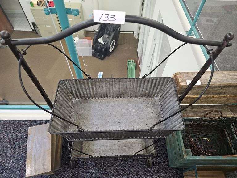 HANGING BASKET METAL STORAGE SHELF APROX 2'x10"x45"
