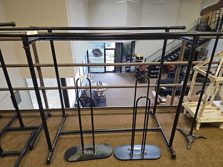 CUSTOM FABRICATED METAL PIPING CLOTHING RACK APROX 64"x27"x4'
