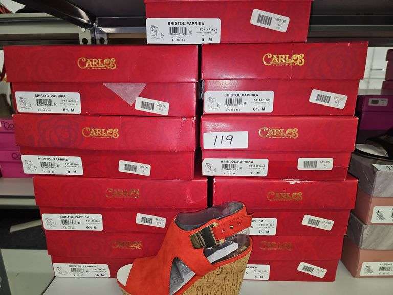 CARLOS BRISTOL PAPRIKA WOMEN'S RED SANDALS F0114F1601 RETAIL $89 EA. NEW IN BOX SIZES INCLUDE 6, 6.5, 7, 7.5, 8 , 8.5, 9, 9.5
