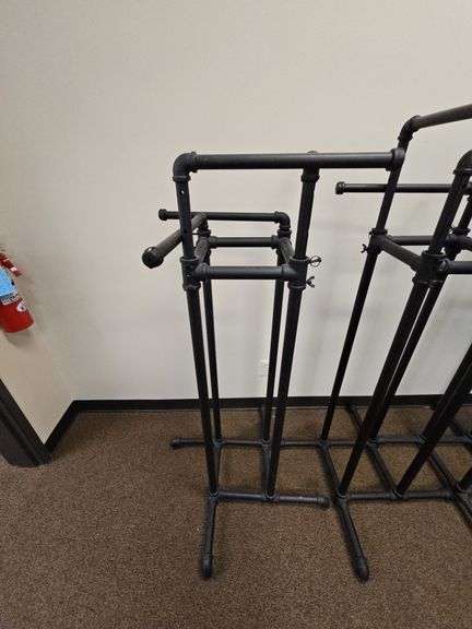 CUSTOM FABRICATED METAL PIPING CLOTHING RACK APROX 22"x22"x54"