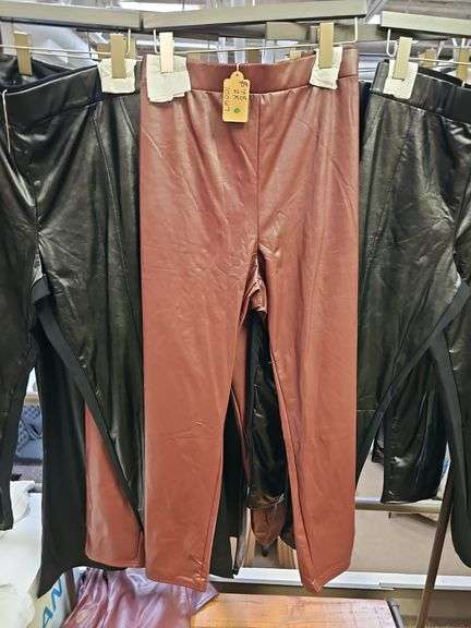 WOMEN'S NEW LEATHER PANTS IN BLACK AND MAROON IN VARIOUS SIZES ORIGINAL RETAIL $50 EA