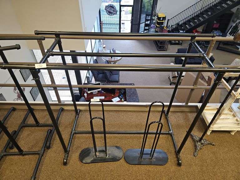 CUSTOM FABRICATED METAL PIPING CLOTHING RACK APROX 64"x27"x4'