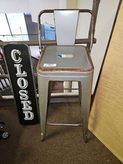 METAL BAR STOOL WITH SMALL BACKING APROX 38"