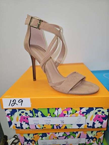 SHOE REPUBLIC LA ALECIA WOMEN'S TAUPE HIGH HEELS EA. NEW IN BOX SIZES INCLUDE 6.5, 7, 7.5, 8, 8.5, 10