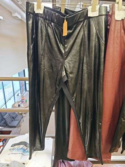 WOMEN'S NEW LEATHER PANTS IN BLACK AND MAROON IN VARIOUS SIZES ORIGINAL RETAIL $50 EA