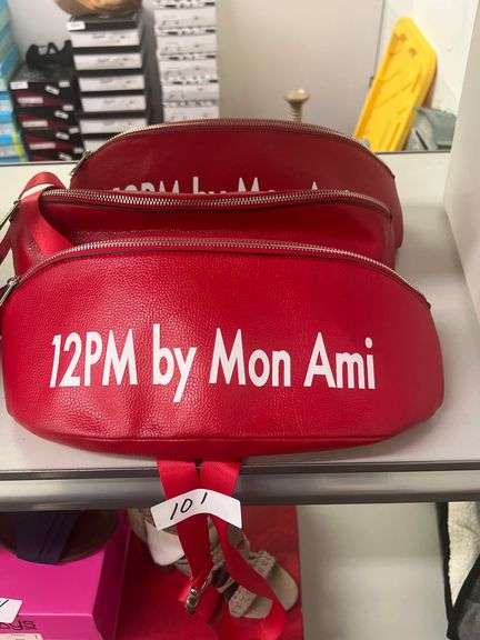 RED LEATHER FANNY PACK WITH ADJUSTABLE STRAP