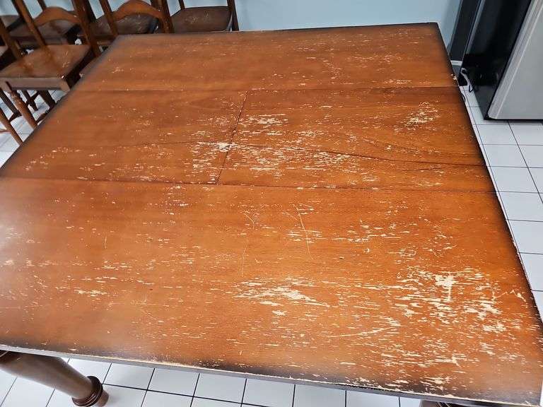 SOLID WOOD DINING TABLE APROX 54"SQ x 3'H *Would be great for restoration project