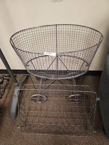 METAL WIRE BASKETS INCLUDING VINTAGE STYLE CARRIAGE