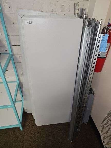 MODULAR METAL WAREHOUSE SHELVING SYSTEM WITH TEARDROP UPRIGHTS, 18"x4' PRESSED WOOD SHELVES **An example of what this unit looks like assembled is displayed in lots 256+